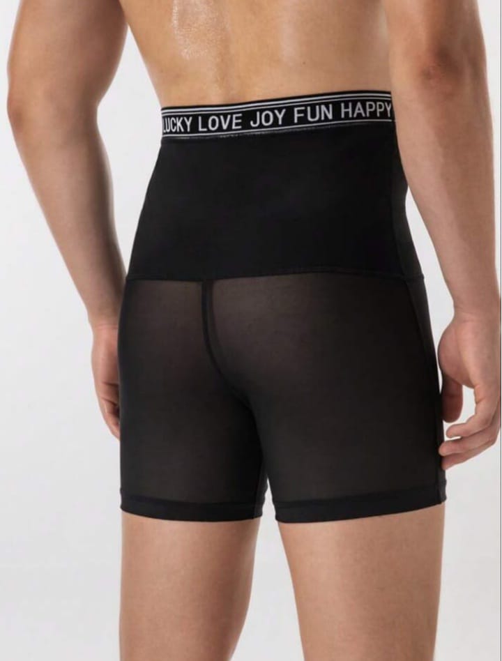 Men's Letter Tape Contrast Mesh Breathable Shaping Bottom Shapewear